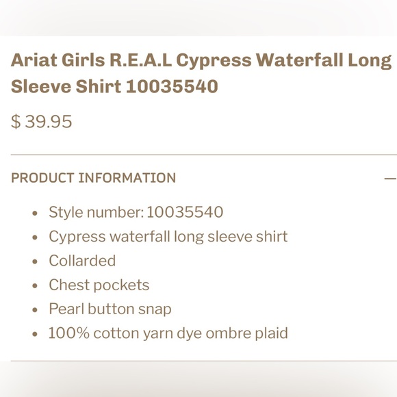 Ariat Girls REAL Cypress Waterfall Shirt Size Large - Picture 3 of 10